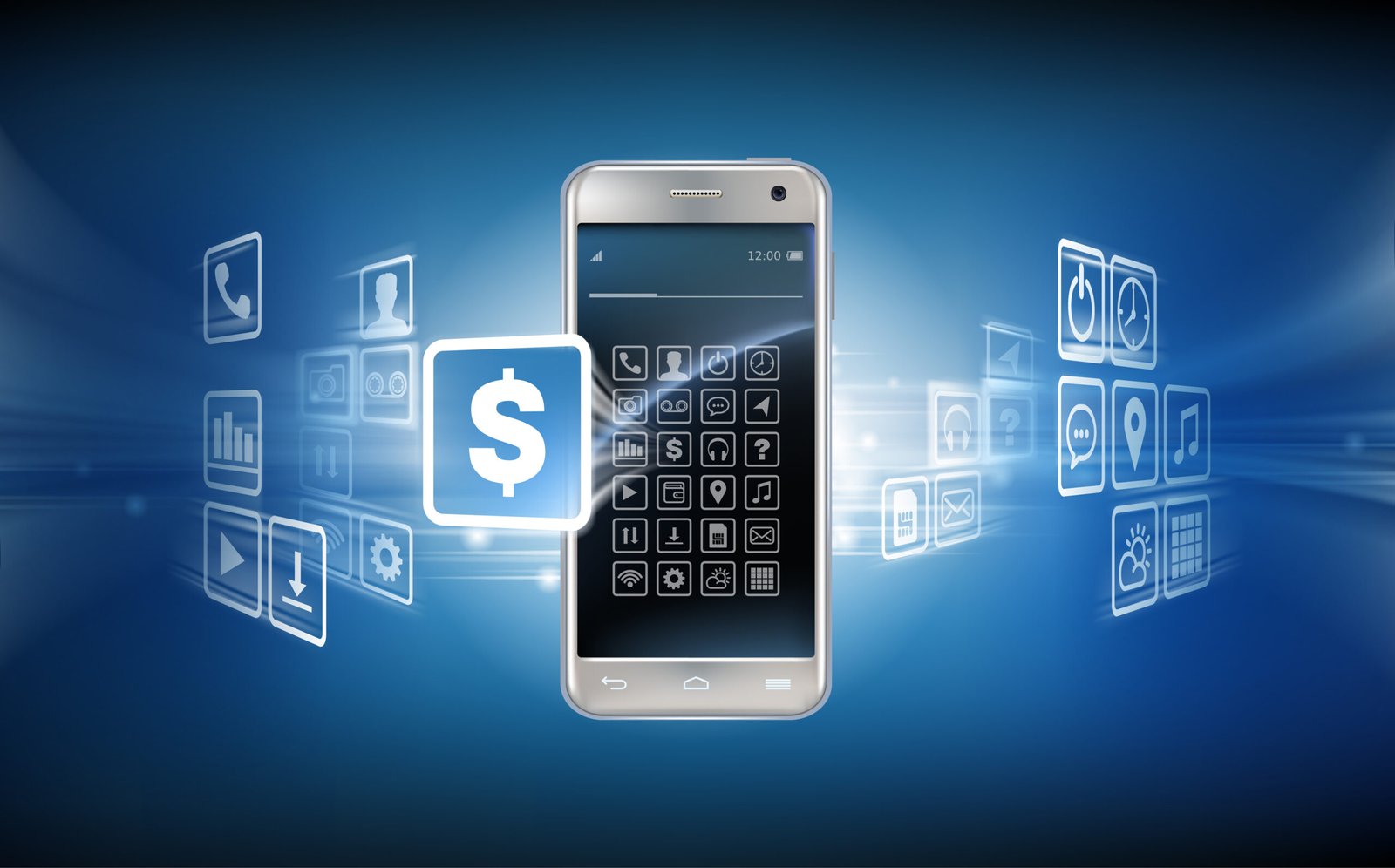 Vector illustration in a realistic style the concept of mobile payments using the application on your smartphone.